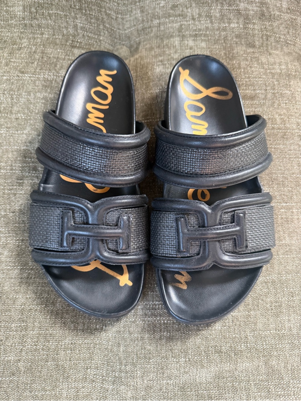 Sam Edelman Black Rowan Dual Strap Slide Sandals